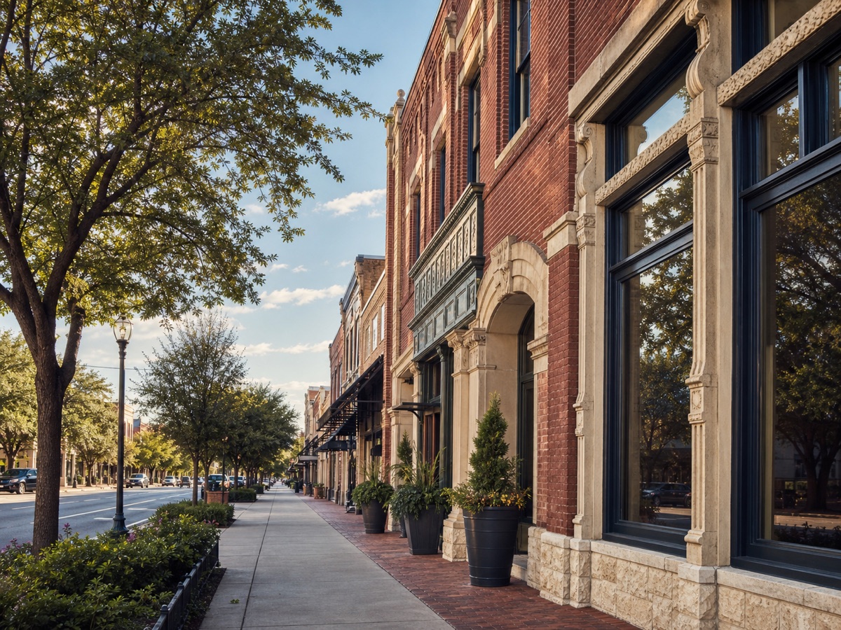 North Texas streetscape and mature residential setting